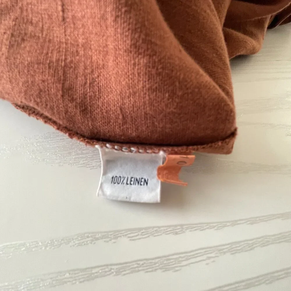 Natural Wave Munich Women's Linen Maxi Dress 4 Brown Slit Lagenlook Minimalist - Picture 5 of 7